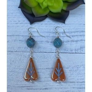 Czech Glass Leaves Earrings